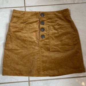 Corduroy mini skirt.